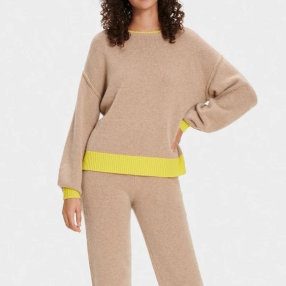 UGG Renata Cashmere-Blend Crewneck Tops in Brown/Yellow (Camel) - XL - NWT - Picture 6 of 6